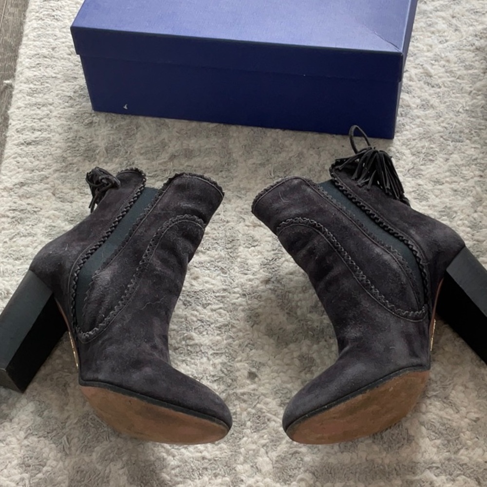 Aquazzura boho beatle 85 charcoal suede size 38